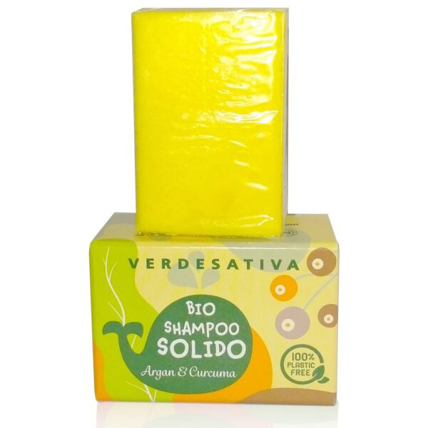 Bio shampoo solido stimolante, Canapa Argan e Curcuma gr. 55